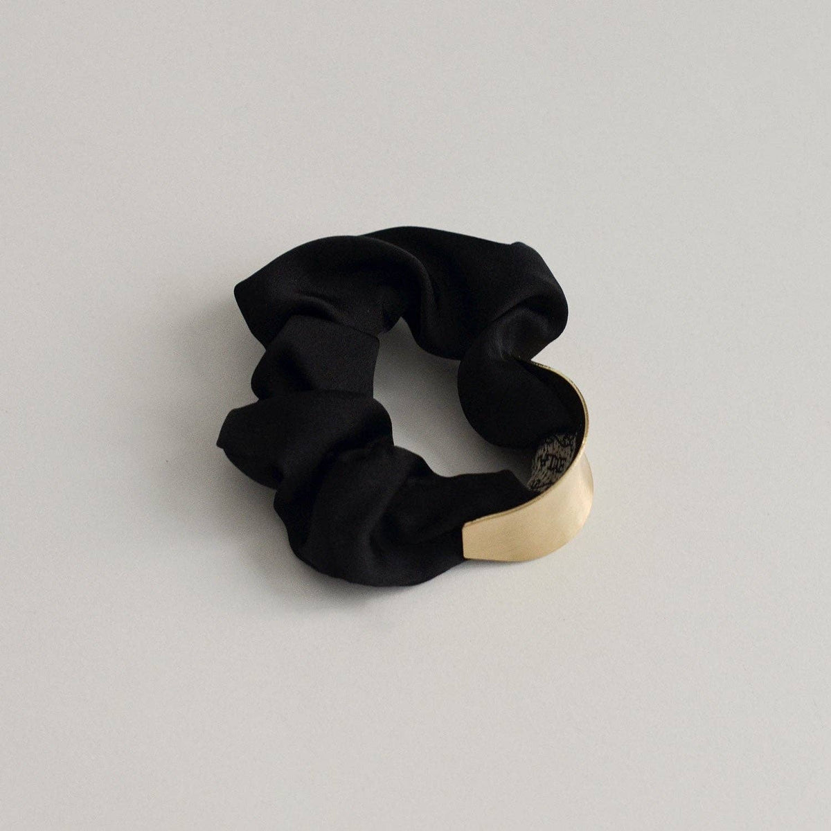 Satin Scrunchie with Crescent Gold Charm