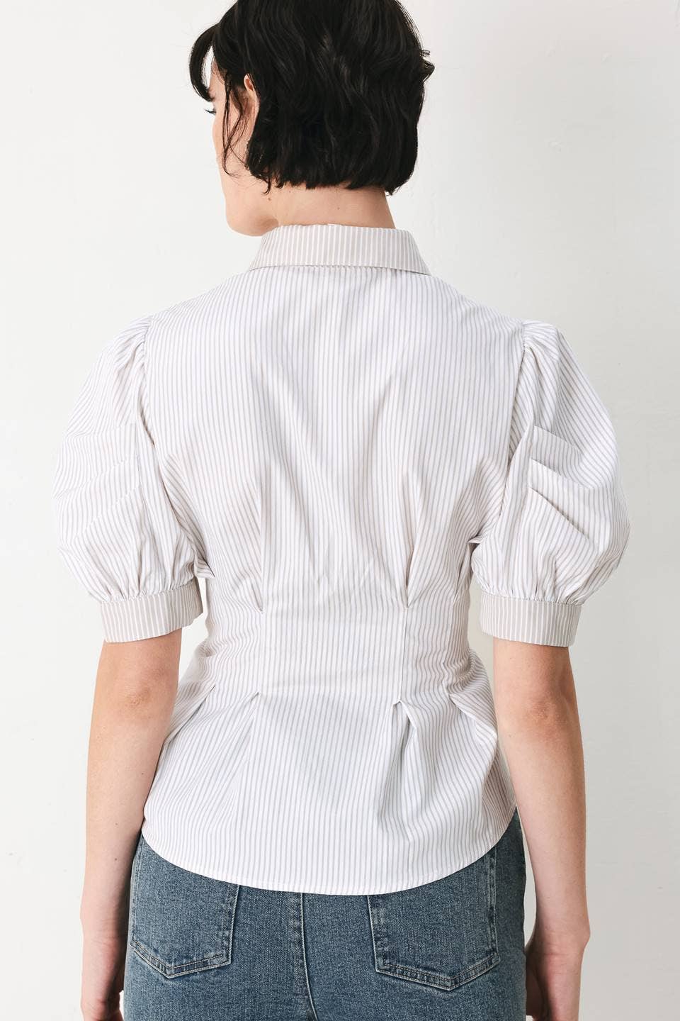 Erica Puff Sleeve Striped Woven Top
