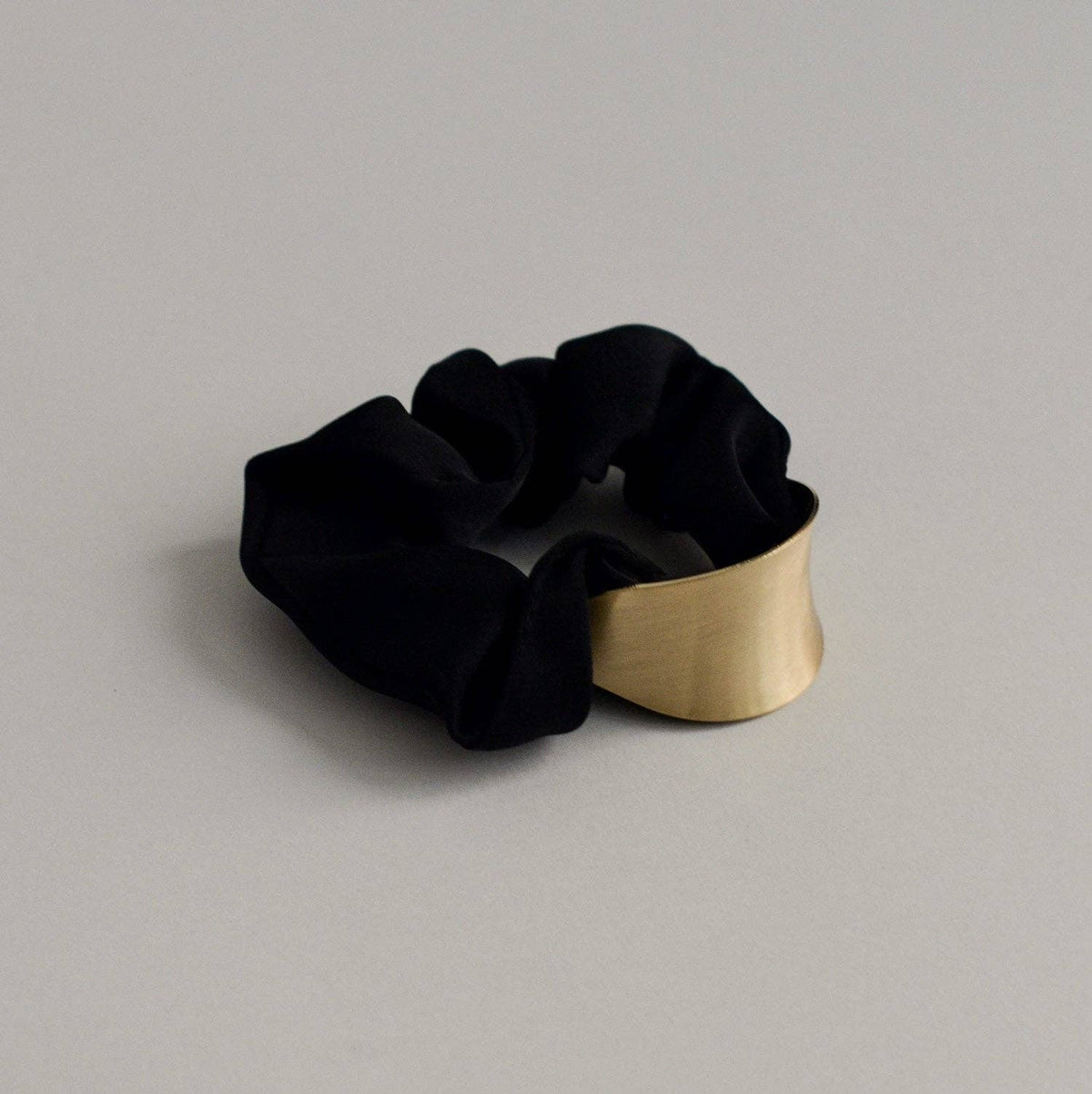 Satin Scrunchie with Crescent Gold Charm