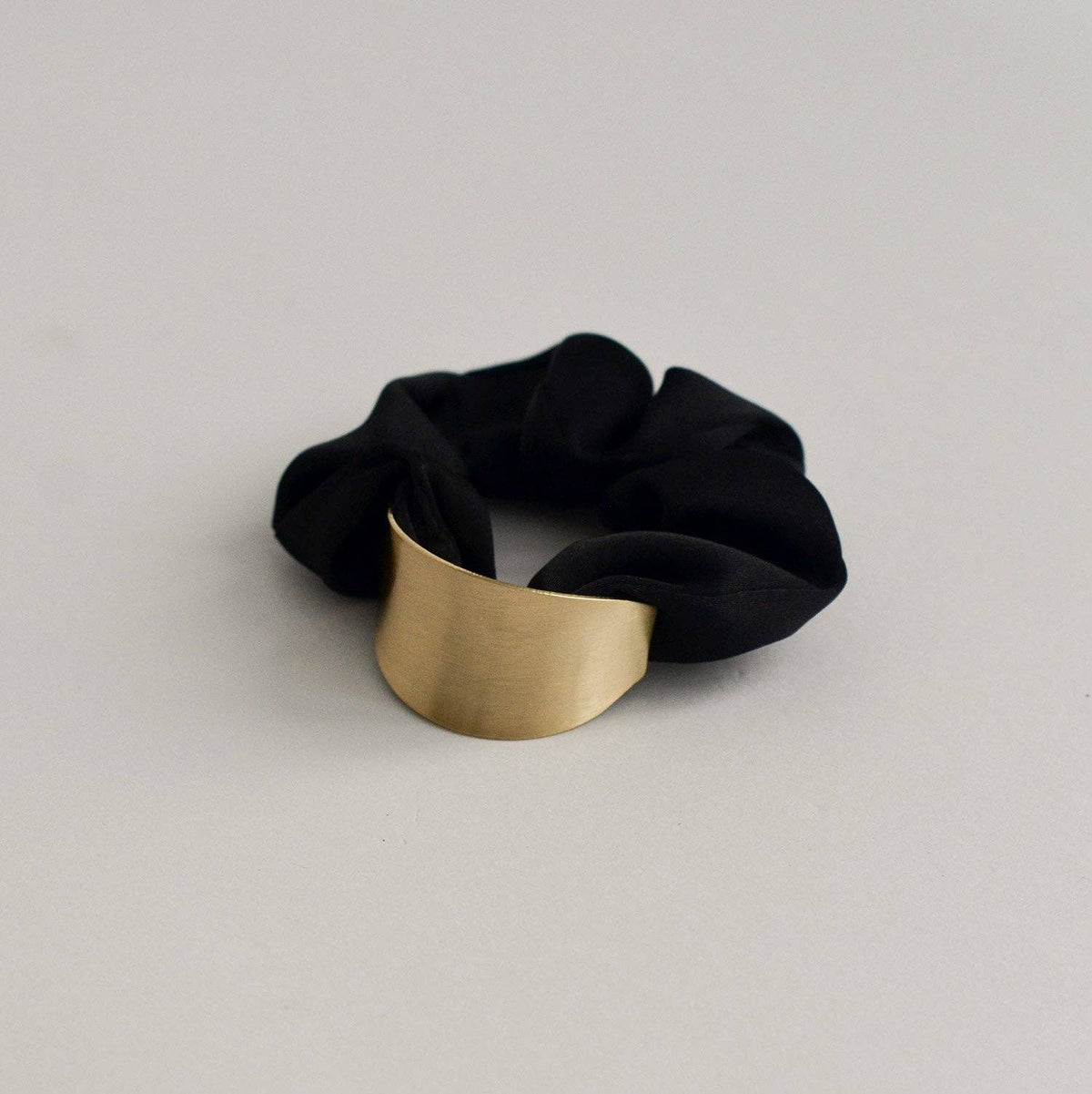 Satin Scrunchie with Crescent Gold Charm
