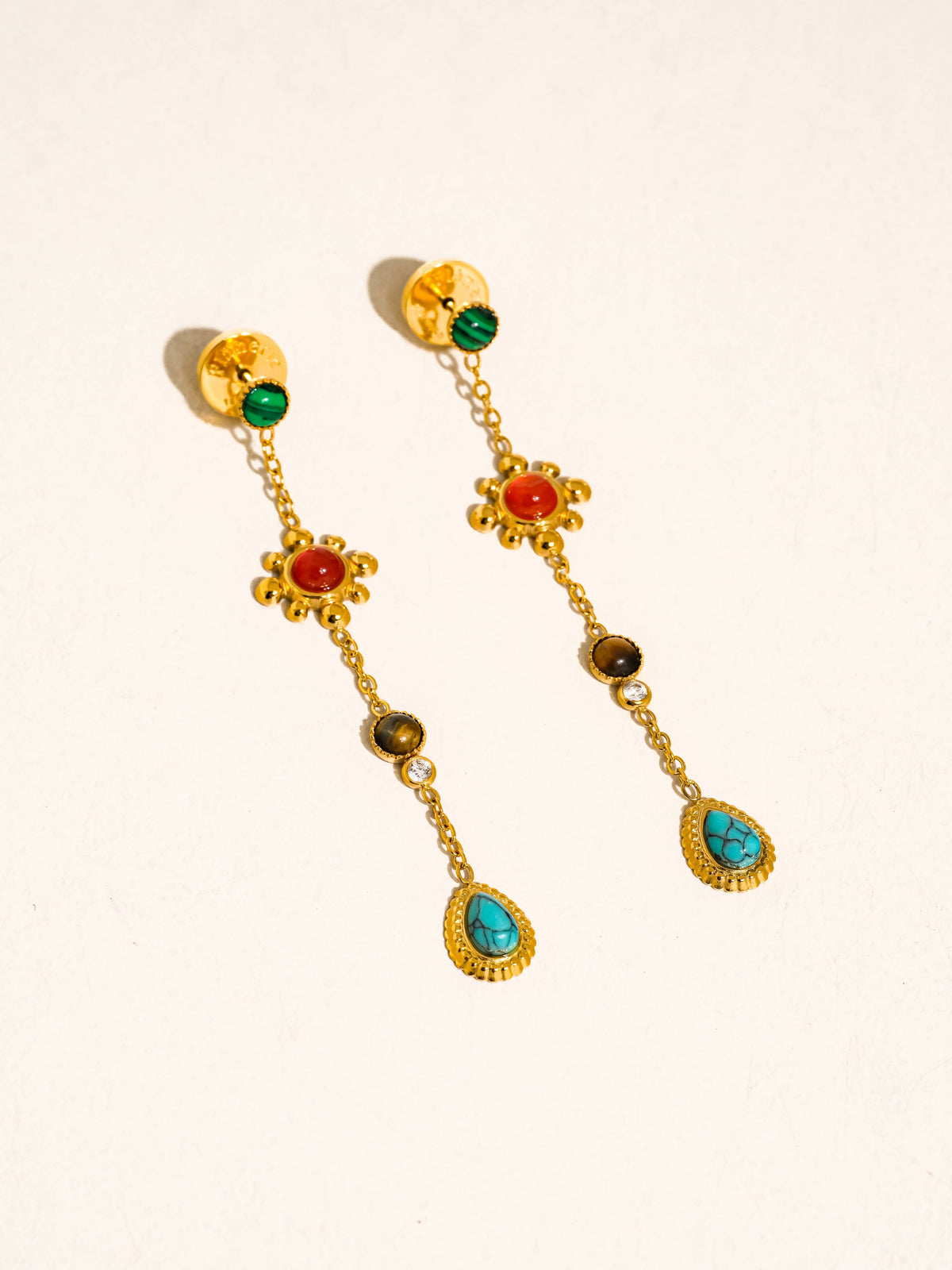 Bellevie Boho Gemstone Drop Earrings