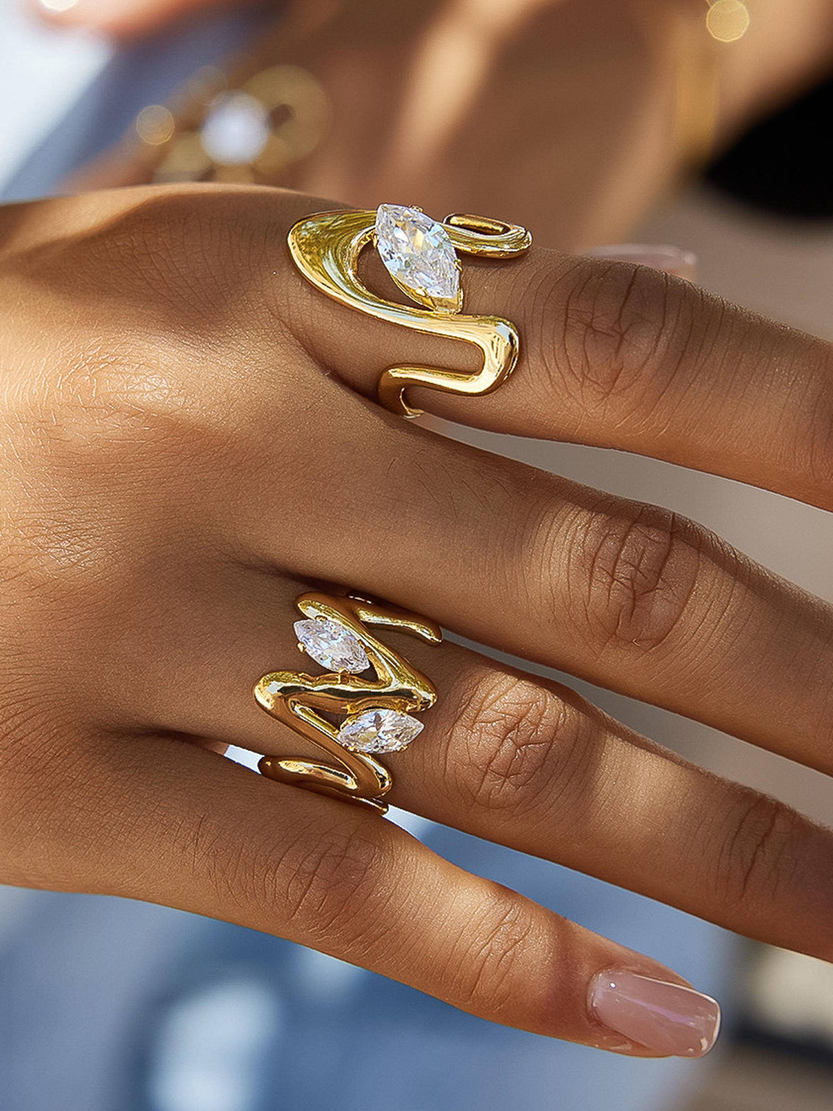 Lumi Abstract CZ Open Ring