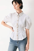 Erica Puff Sleeve Striped Woven Top