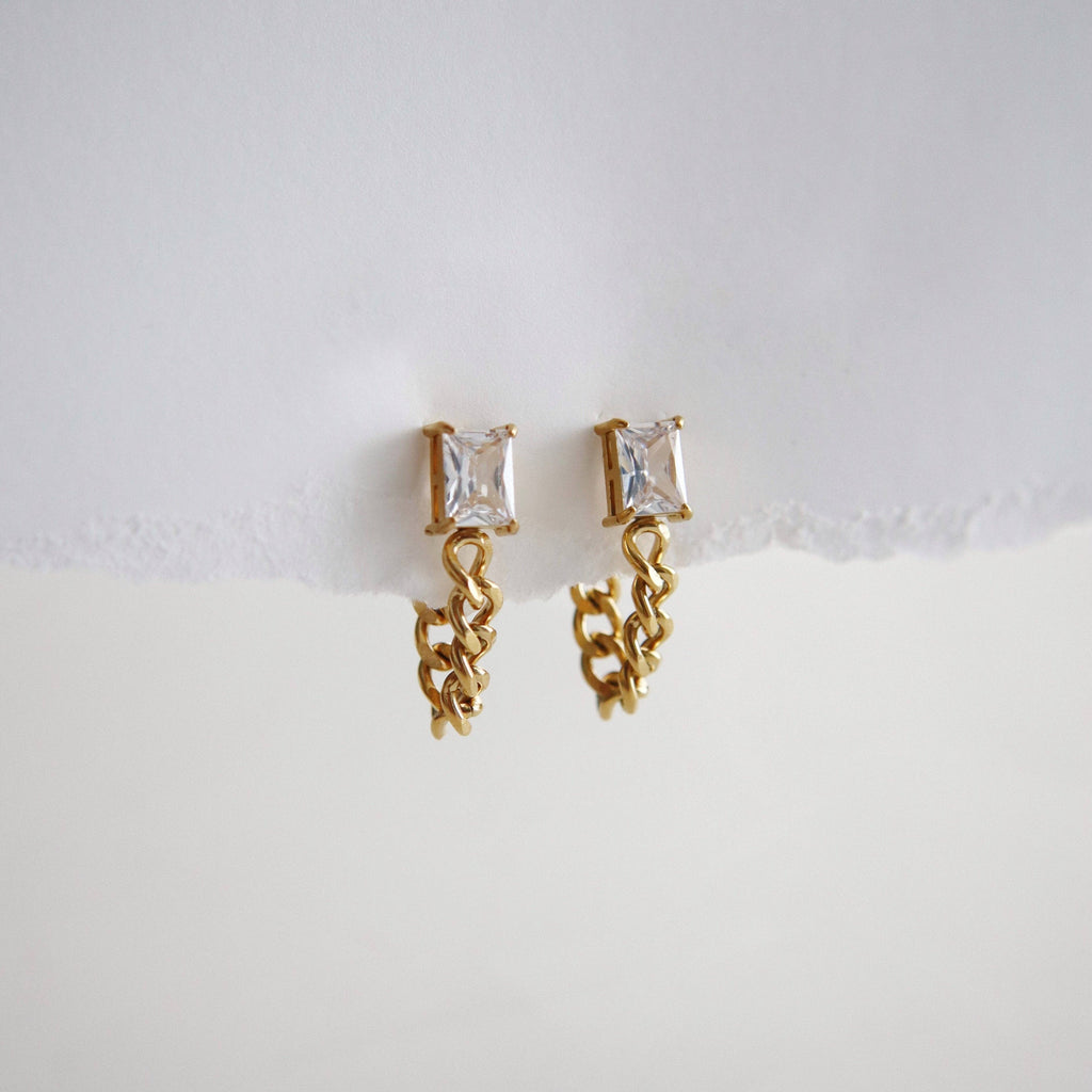 Nova CZ Chain Drop Earrings