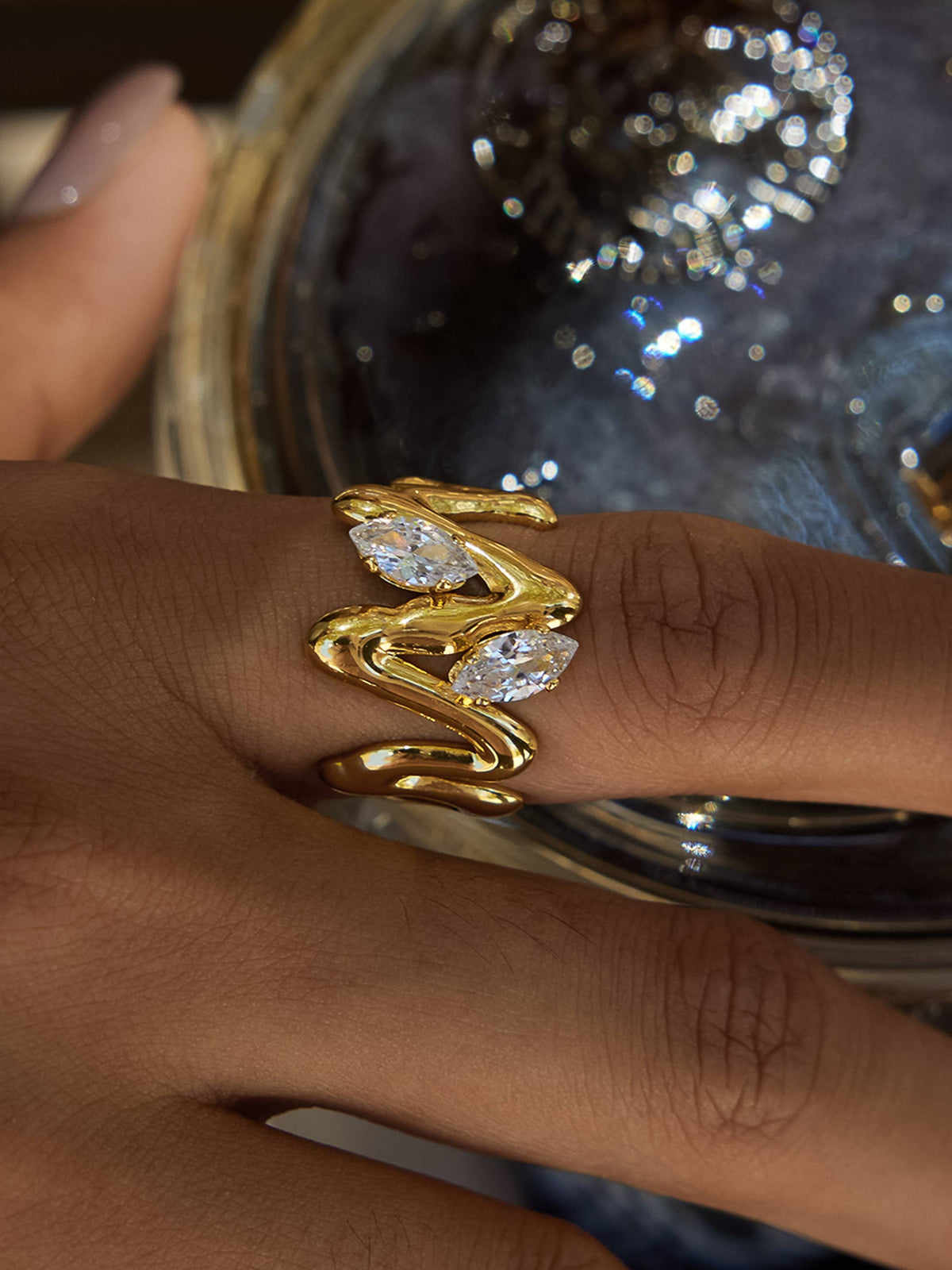 Lumi Abstract CZ Open Ring