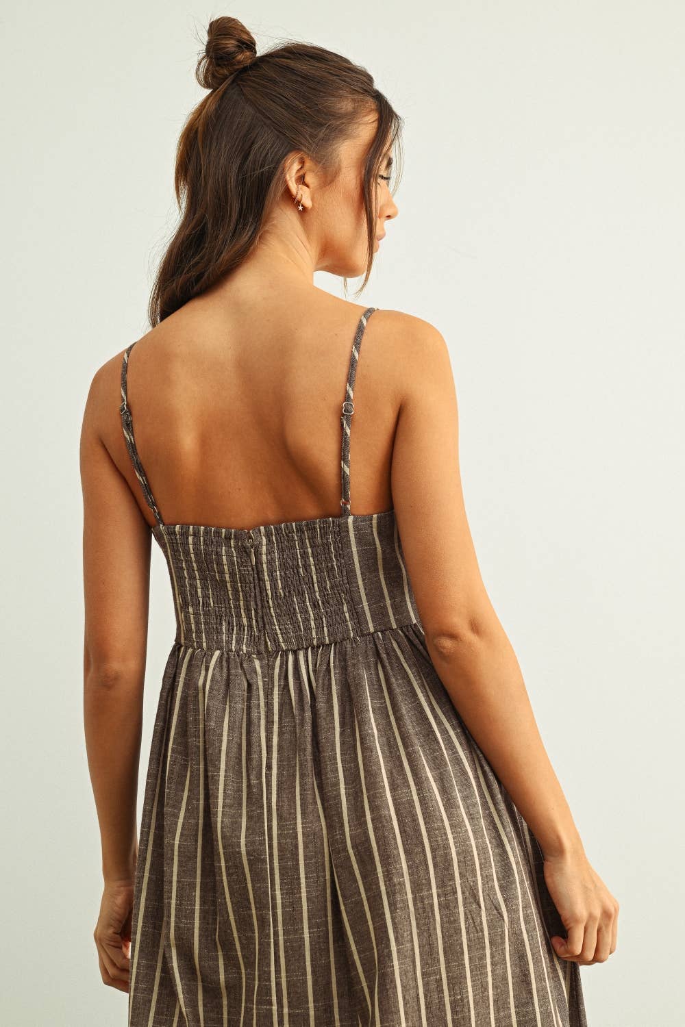 Anna Stripe Pattern Long Dress S