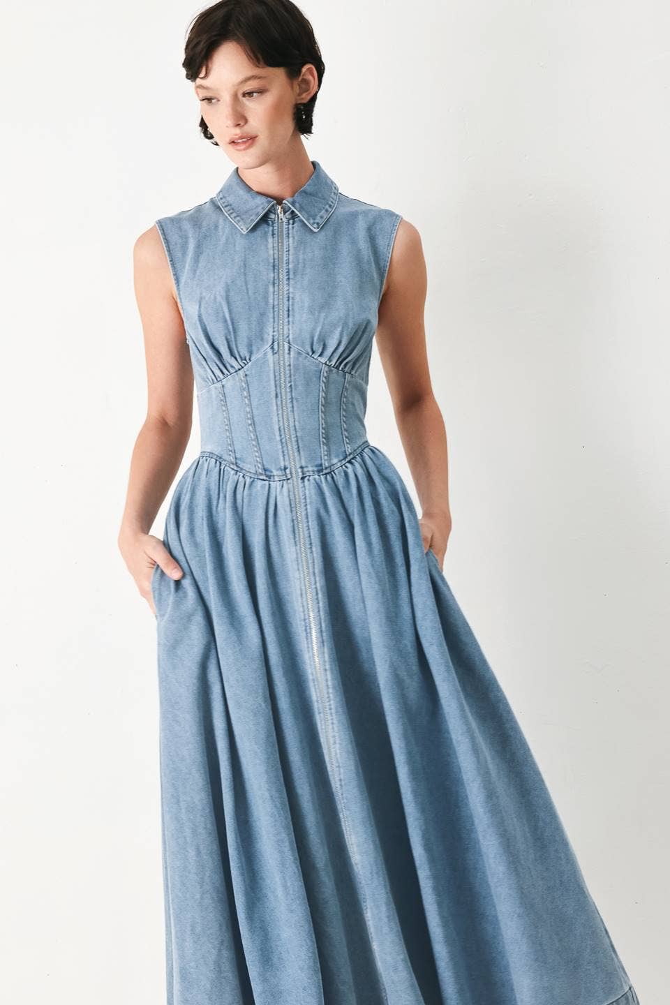 Bailey Washed Denim Midi Dress