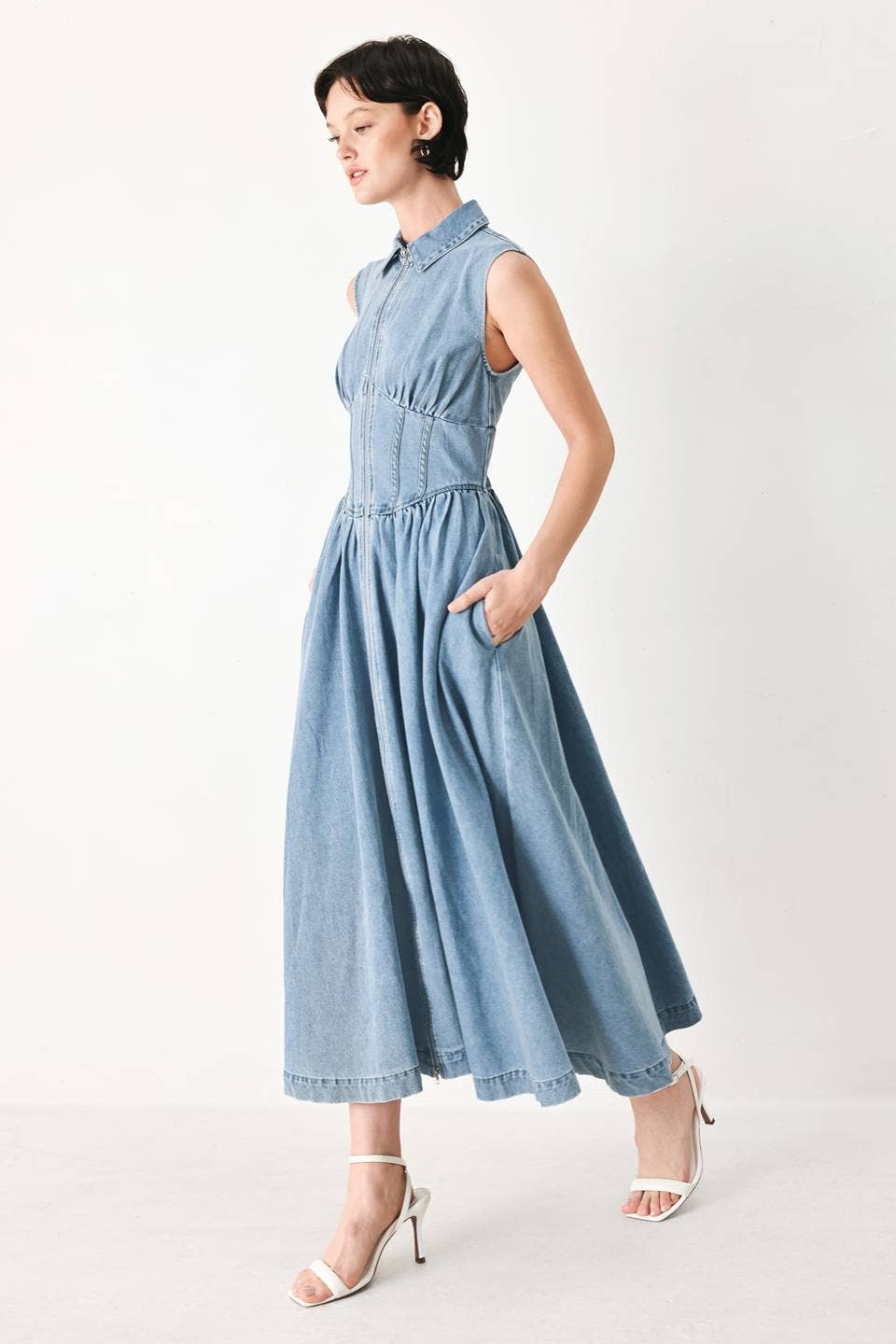 Bailey Washed Denim Midi Dress