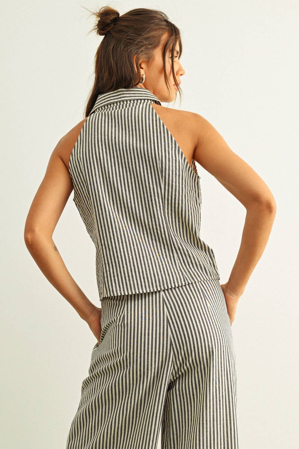 Naya Striped Pattern Collared Blouse