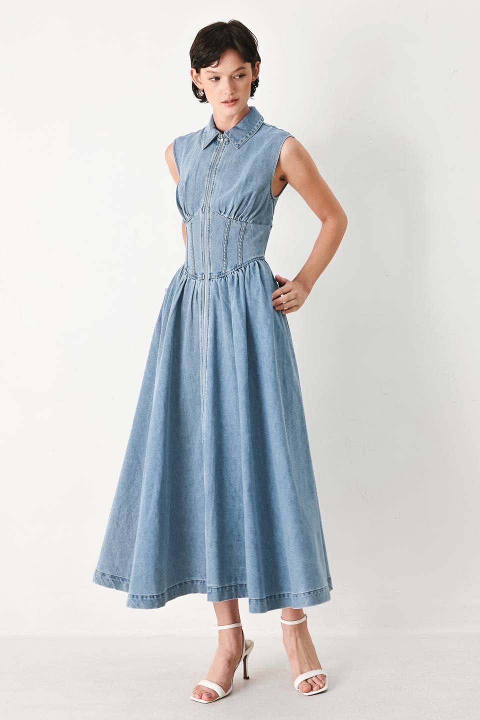 Bailey Washed Denim Midi Dress