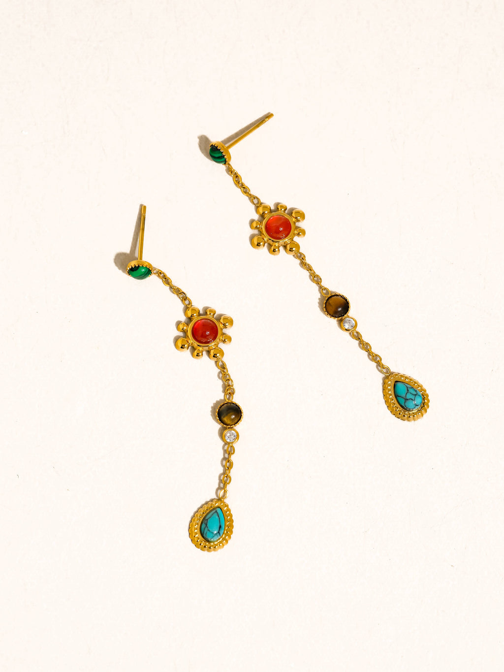 Bellevie Boho Gemstone Drop Earrings