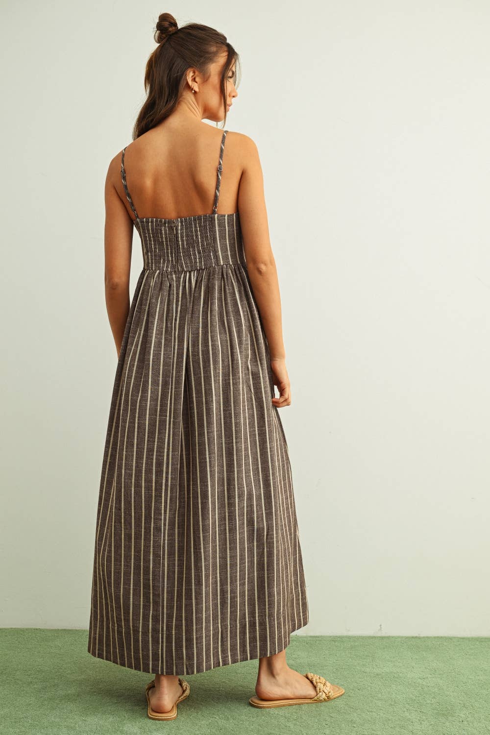 Anna Stripe Pattern Long Dress S