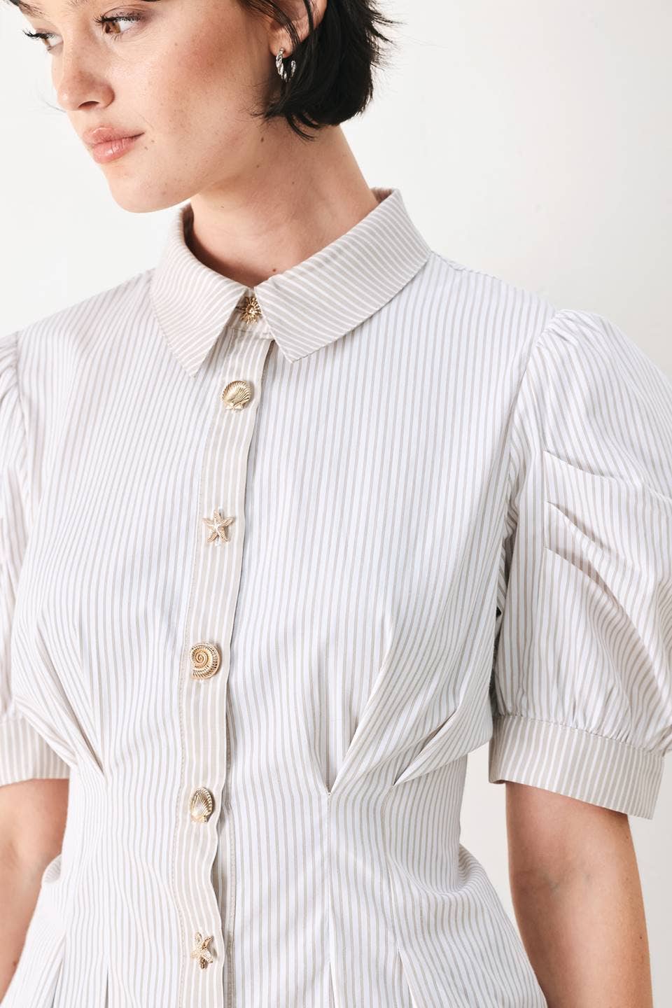 Erica Puff Sleeve Striped Woven Top