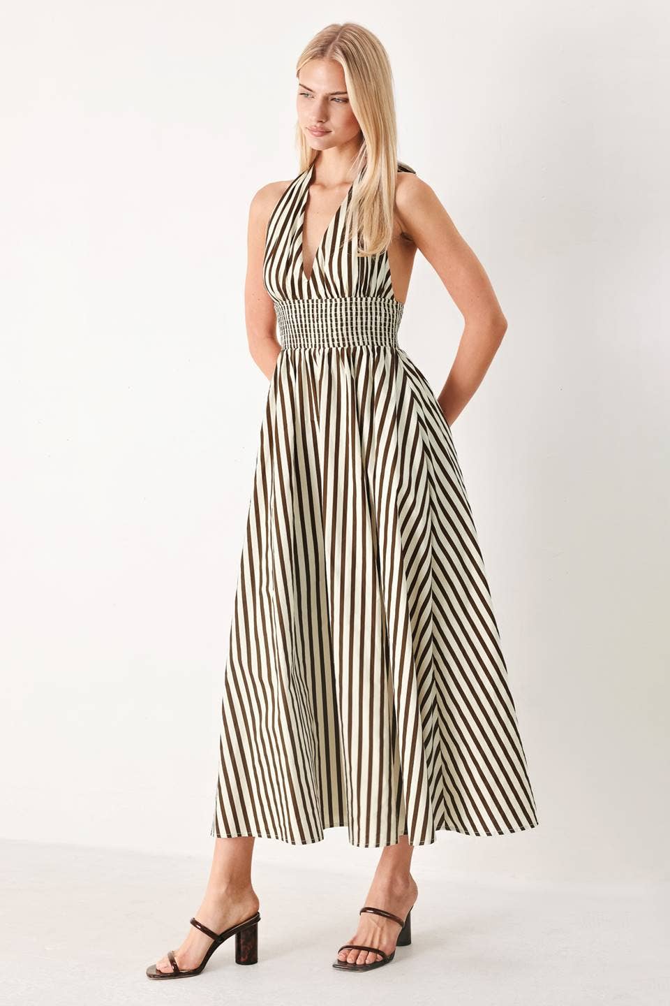 Lily Striped Woven Midi Dress