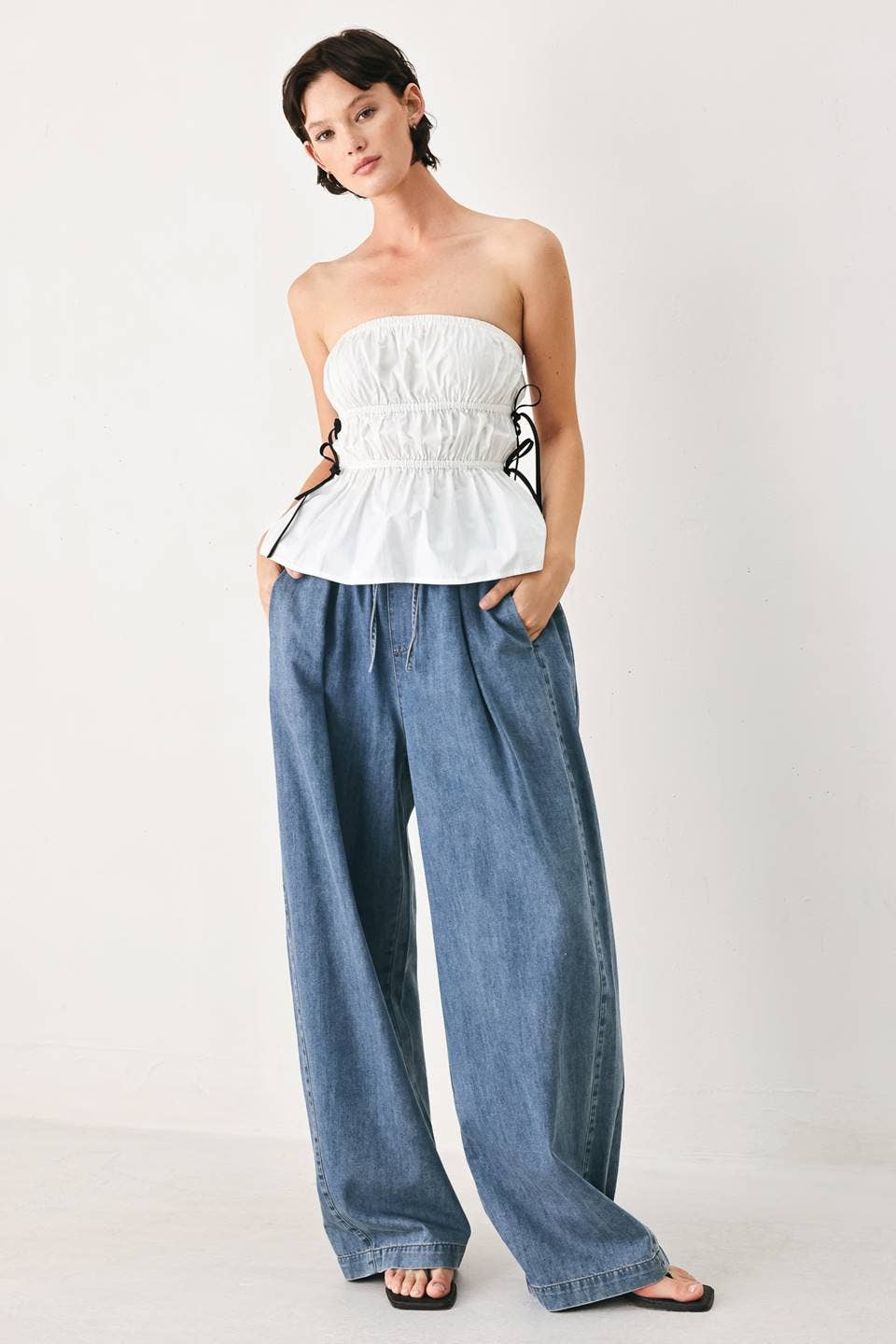 Joanna Washed Wide Leg Denim Pant