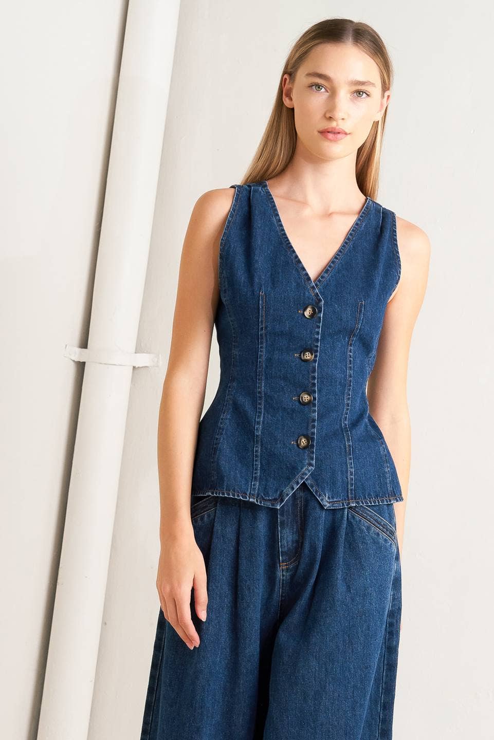 Ashley V-Neckline Denim Vest