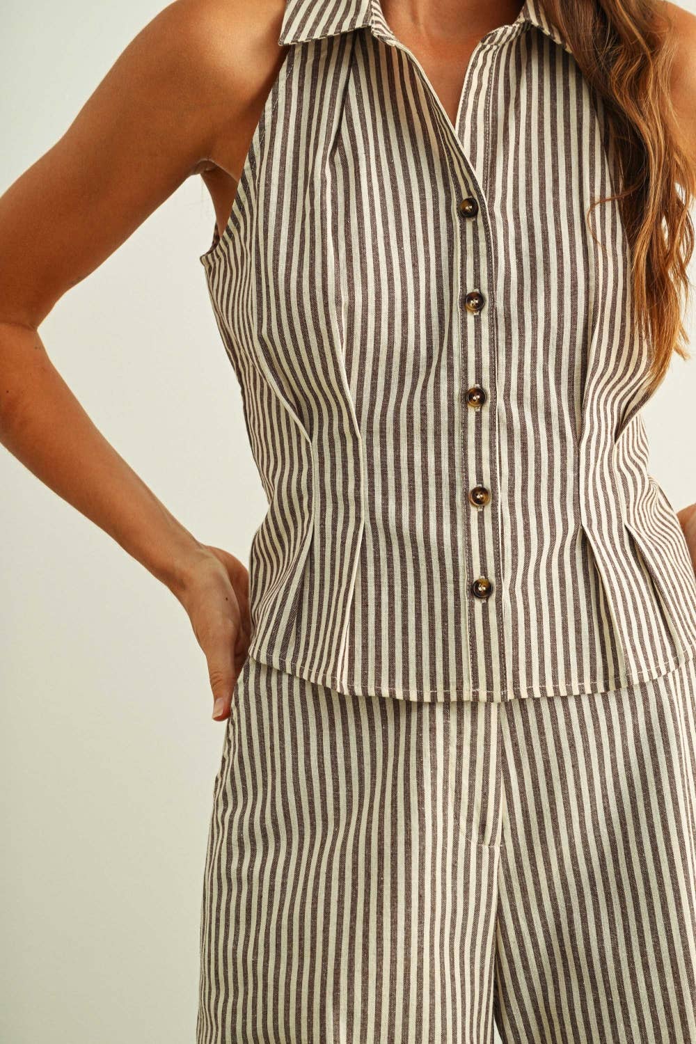 Naya Striped Pattern Collared Blouse