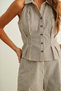 Naya Striped Pattern Collared Blouse