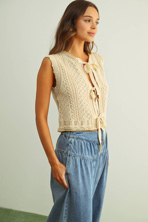 Amy Floral Crochet Knit Vest