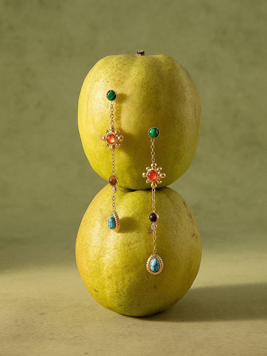 Bellevie Boho Gemstone Drop Earrings