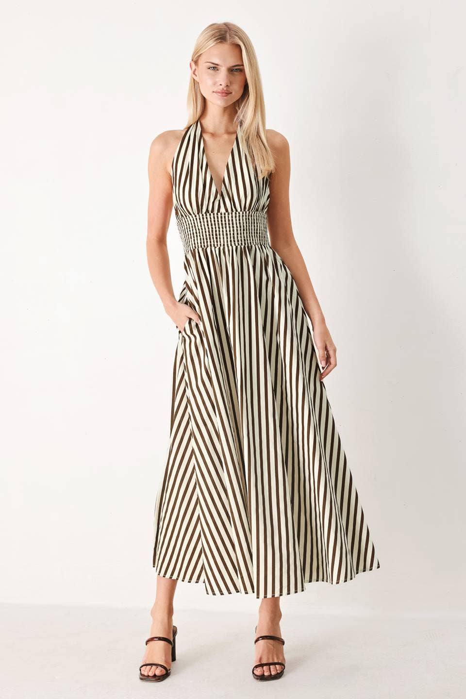 Lily Striped Woven Midi Dress