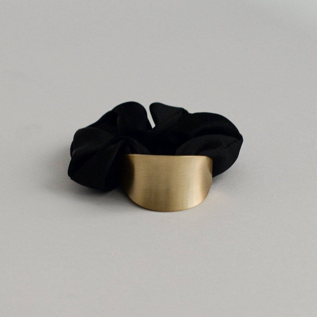 Satin Scrunchie with Crescent Gold Charm