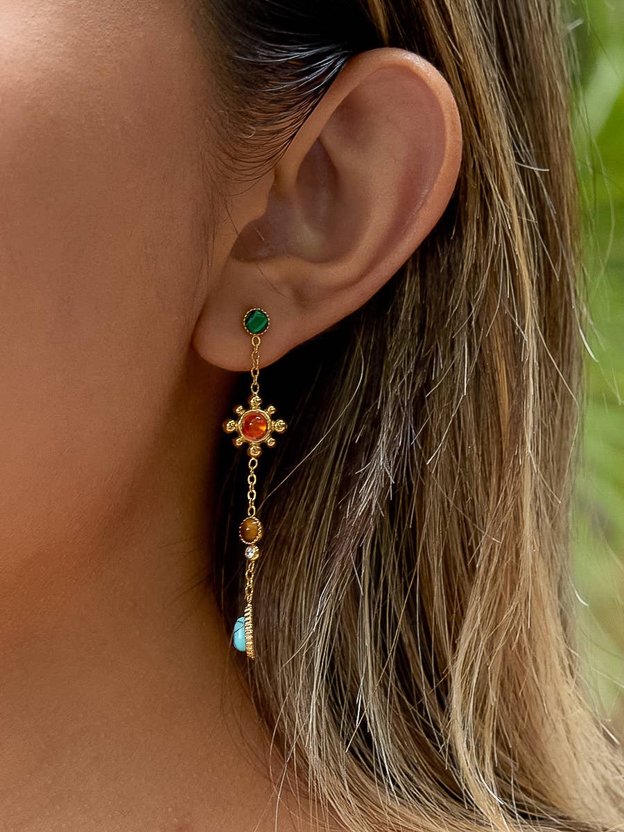 Bellevie Boho Gemstone Drop Earrings