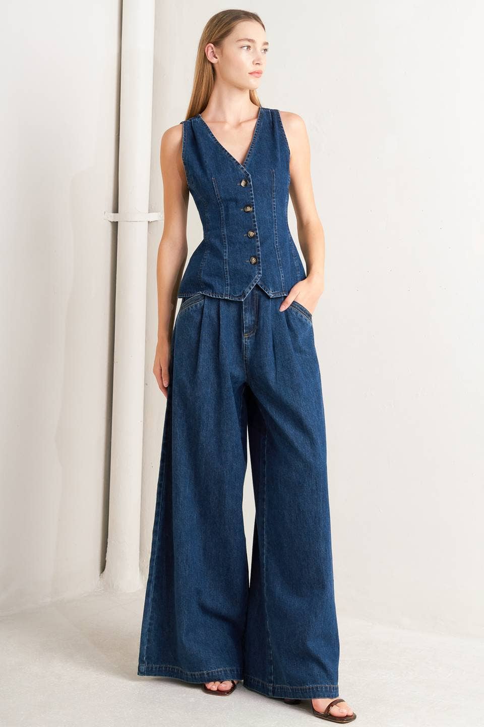 Ashley V-Neckline Denim Vest