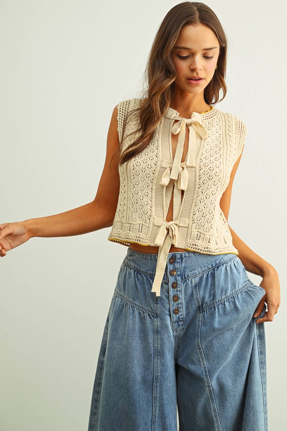 Amy Floral Crochet Knit Vest