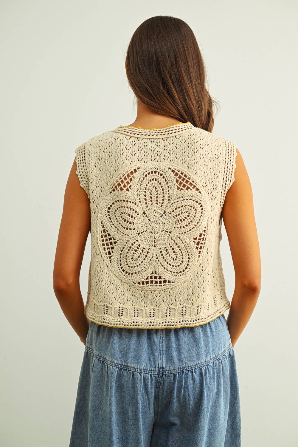 Amy Floral Crochet Knit Vest