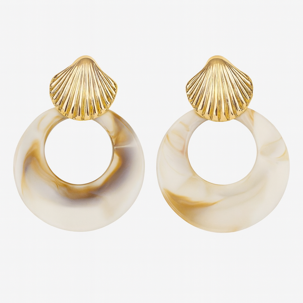 Kenle Shell Earring-Marble