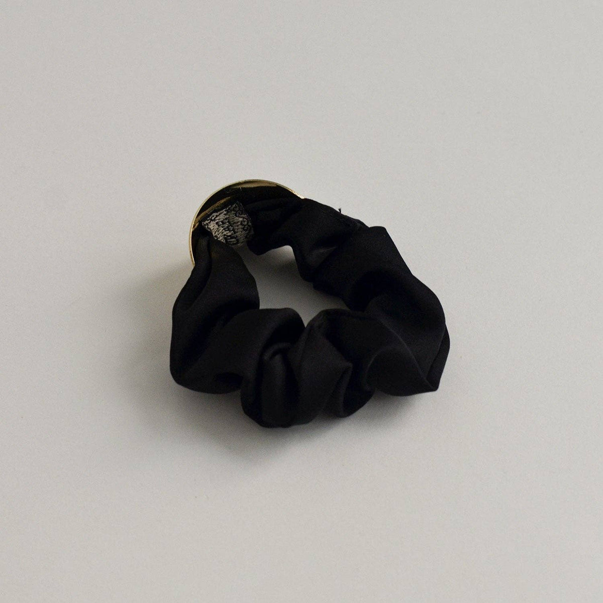 Satin Scrunchie with Crescent Gold Charm