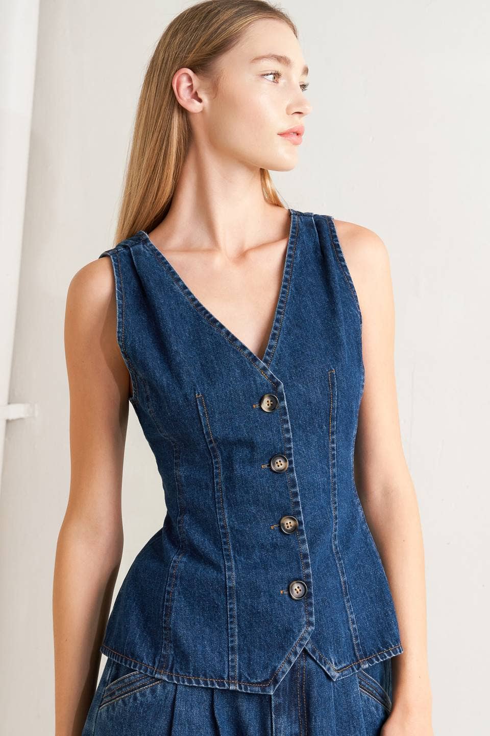 Ashley V-Neckline Denim Vest