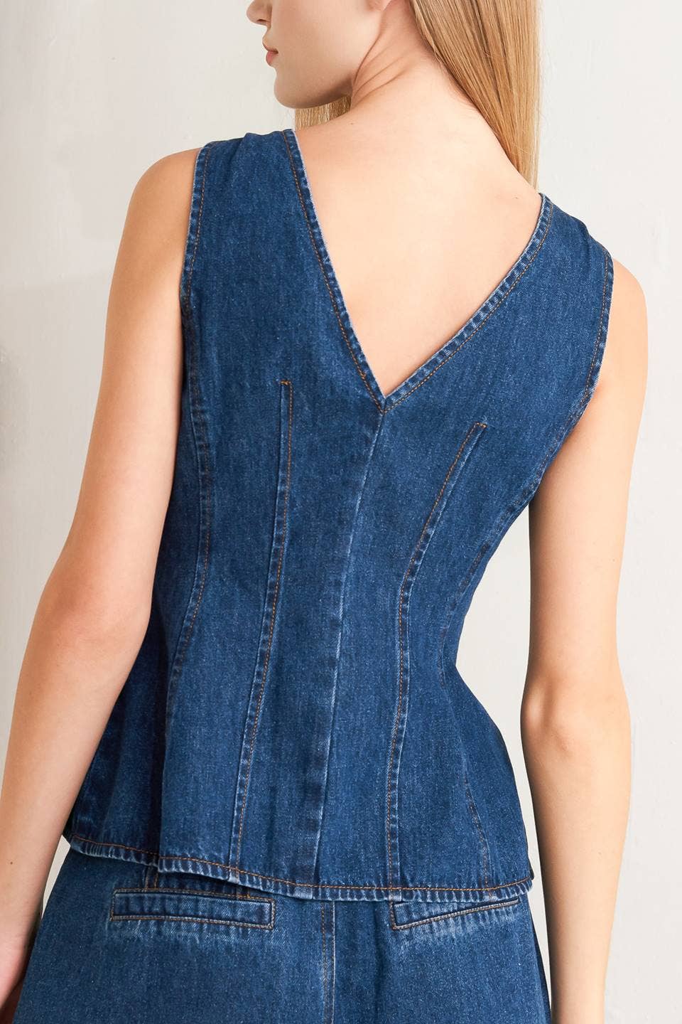 Ashley V-Neckline Denim Vest