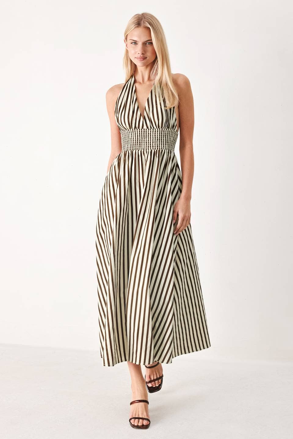 Lily Striped Woven Midi Dress